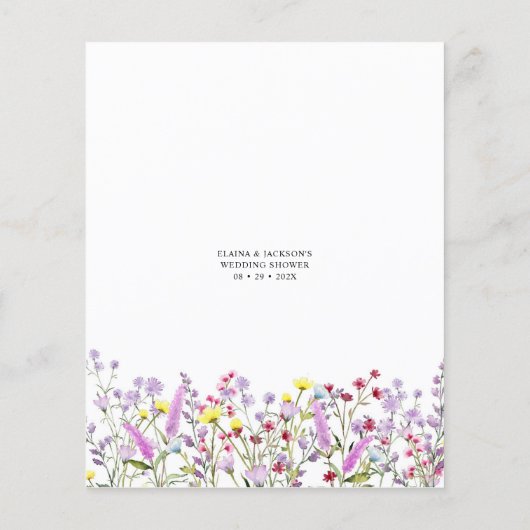 Boho Wildblume Ratschläge und Wünsche Duschkarte (Rückseite)