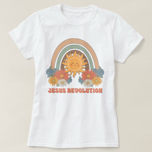 Boho Wildblume Retro Sun Jesus Revolution T-Shirt (Design vorne)