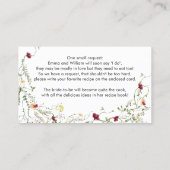 Boho Wildblume Rezpe Bridal Einschließungskarte Visitenkarte (Rückseite)