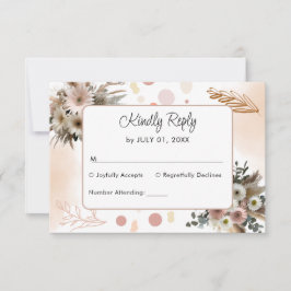 Boho Wildblume Romance Wedding RSVP Card Karte