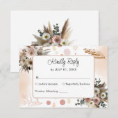 Boho Wildblume Romance Wedding RSVP Card Karte (Vorne/Hinten)
