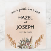 Boho Wildblume Romance Wedding Wine Label Weinetikett (Einzelnes Label)