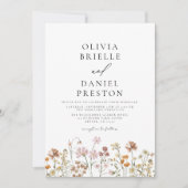 Boho Wildblume Rustic All in One QR Code Wedding Einladung (Vorderseite)