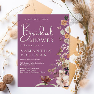 Boho Wildblume Rustic Berry Lila Brautparty Einladung