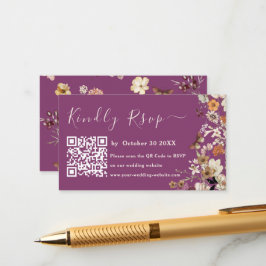 Boho Wildblume Rustic Berry Lila Wedding Rsvp Begleitkarte