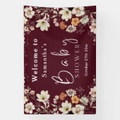 Boho Wildblume Rustic Burgundy Babydusche Banner (Vertikal)