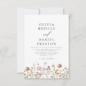 Boho Wildblume Rustic Garden Wedding Einladung (Vorderseite)