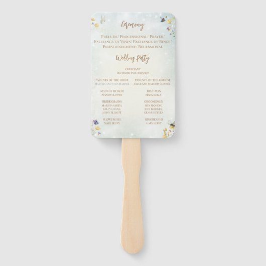 Boho Wildblume Rustic Green Wedding Program Fächer (Rückseite)