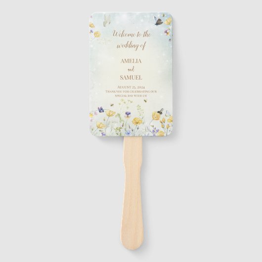 Boho Wildblume Rustic Green Wedding Program Fächer (Vorderseite)