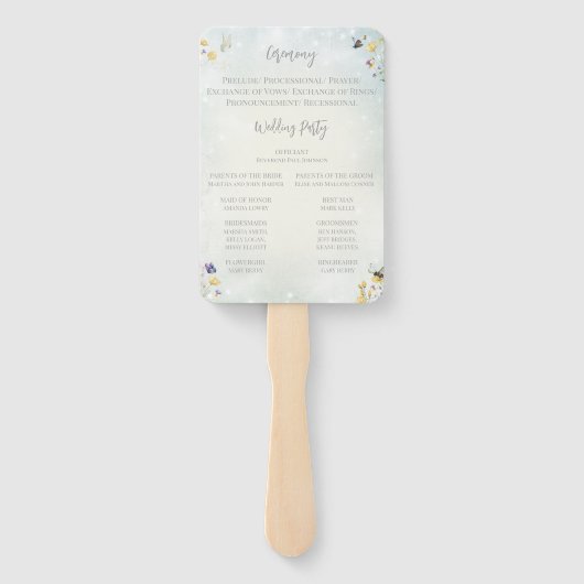 Boho Wildblume Rustic Green Wedding Program Fächer (Rückseite)