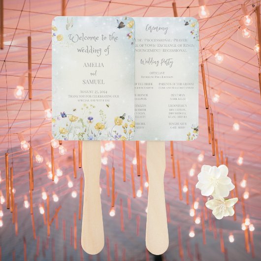 Boho Wildblume Rustic Green Wedding Program Fächer