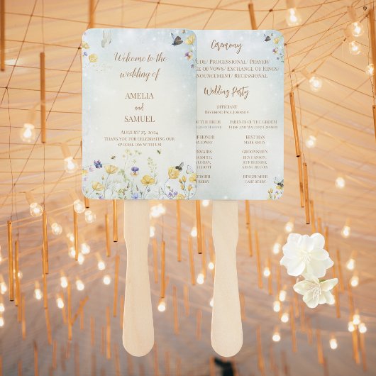 Boho Wildblume Rustic Green Wedding Program Fächer