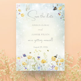 Boho Wildblume Rustic Green Wedding Save the Date Mitteilungskarte