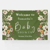 Boho Wildblume Rustic Moss Green Baby Dusche Banner (Horizontal)