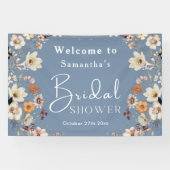 Boho Wildblume Rustic Periwinkle Brautparty Banner (Horizontal)
