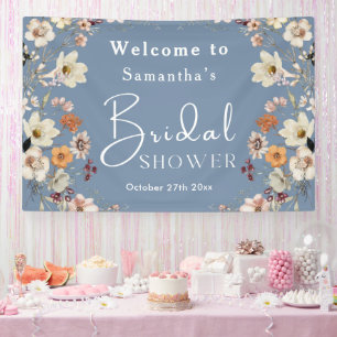 Boho Wildblume Rustic Periwinkle Brautparty Banner