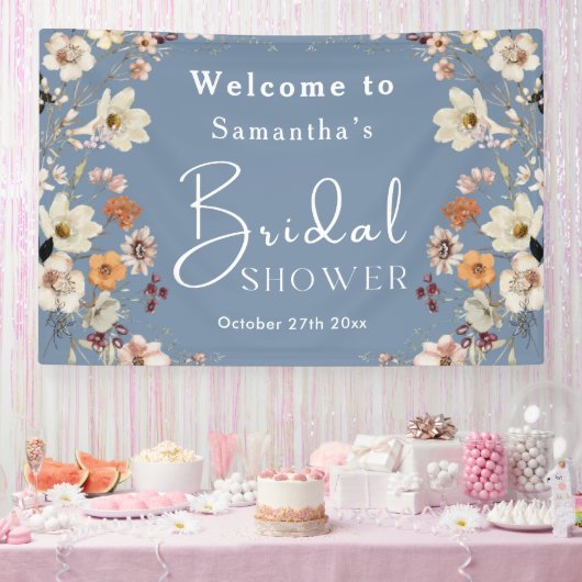 Boho Wildblume Rustic Periwinkle Brautparty Banner (Party)