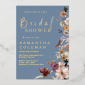 Boho Wildblume Rustic Periwinkle Brautparty Folieneinladung (Vorderseite)