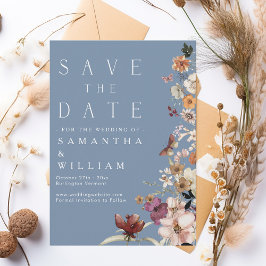 Boho Wildblume Rustic Periwinkle Save the Date Einladung