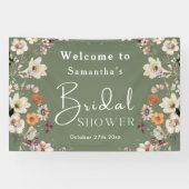 Boho Wildblume Rustic Sage Green Brautparty Banner (Horizontal)
