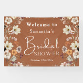 Boho Wildblume Rustic Terracotta Brautparty Banner (Horizontal)