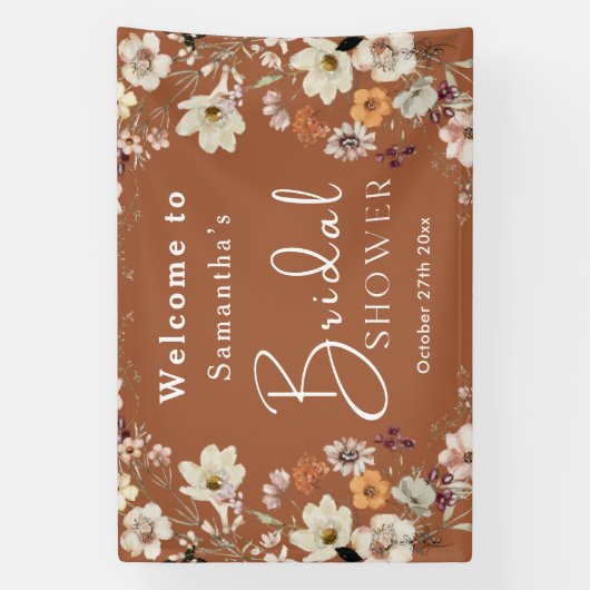 Boho Wildblume Rustic Terracotta Brautparty Banner (Vertikal)