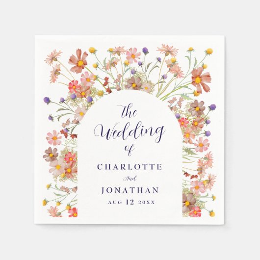 Boho Wildblume Rustikale Blumenhochzeit Serviette (Vorderseite)