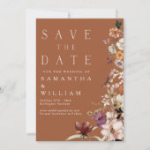 Boho Wildblume Rustikale Terracotta Save the Date Einladung (Vorderseite)