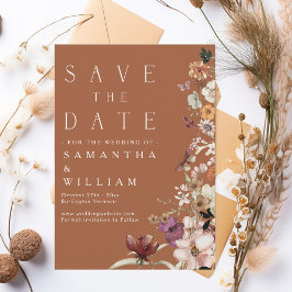 Boho Wildblume Rustikale Terracotta Save the Date Einladung