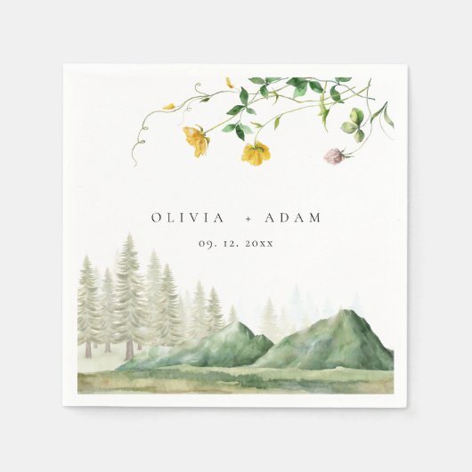 Boho Wildblume Rustikale Waldhochzeit Serviette (Vorderseite)