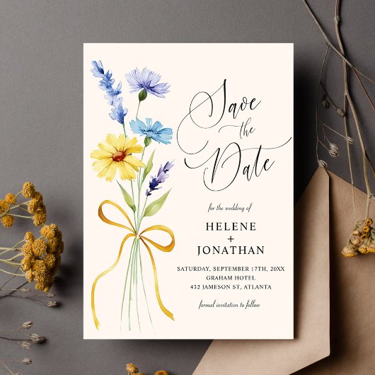 Boho Wildblume Rustikaler Garten Elegante Hochzeit Save The Date