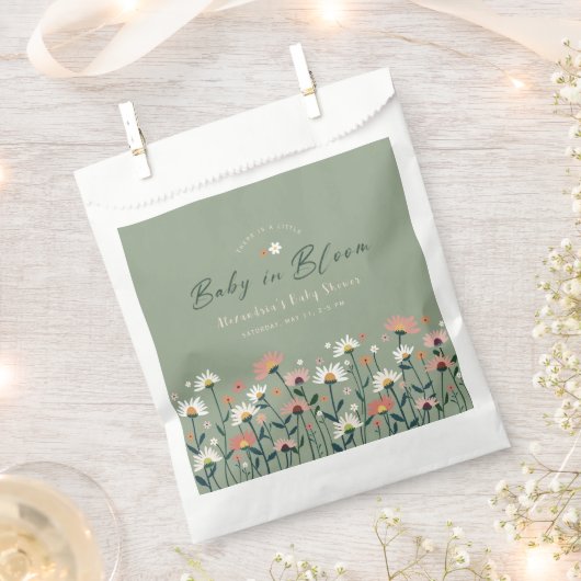 Boho Wildblume Sage Green Baby in Blütendusche Geschenktütchen (Ausgeschnitten)