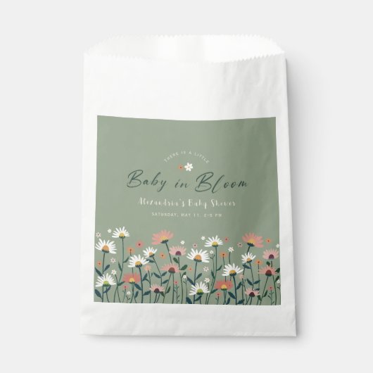 Boho Wildblume Sage Green Baby in Blütendusche Geschenktütchen (Vorderseite)