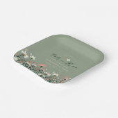 Boho Wildblume Sage Green Baby in Blütendusche Pappteller (Gewinkelt)