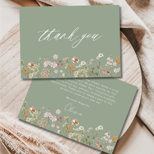 Boho Wildblume Sage Green Brautparty Dankeskarte