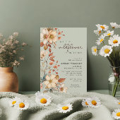 Boho Wildblume Sage Green Floral Baby Dusche Einladung