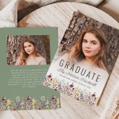 Boho Wildblume Sage Green Foto Grad Ankündigung