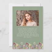 Boho Wildblume Sage Green Foto Grad Ankündigung (Rückseite)