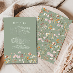 Boho Wildblume Sage Green Garden Hochzeitsdetails Einladung