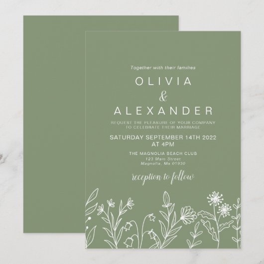 Boho Wildblume Salbei Einladung (Vorne/Hinten)