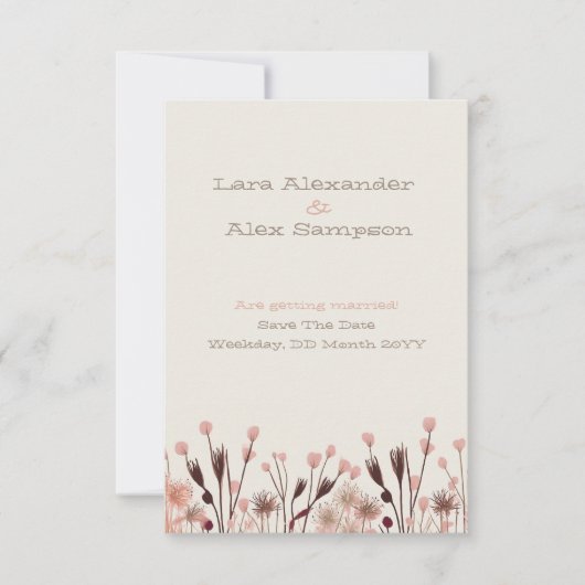 Boho Wildblume Save the Date Card (Vorderseite)