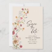 Boho Wildblume Save the Date mit Foto-Flachkarte (Vorderseite)