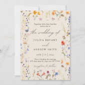 Boho Wildblume Script Hochzeit Einladung (Vorderseite)