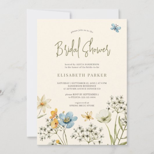 Boho Wildblume Spring Brautparty Einladung (Vorderseite)