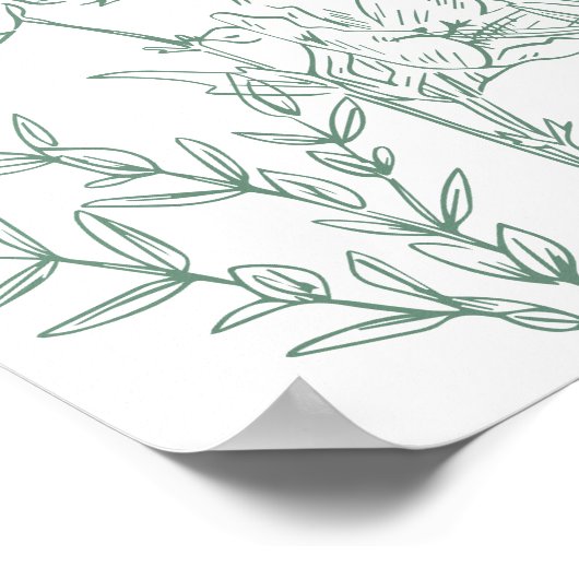 Boho Wildblume Spring Green Wedding Willkommenszei Poster (Ecke)