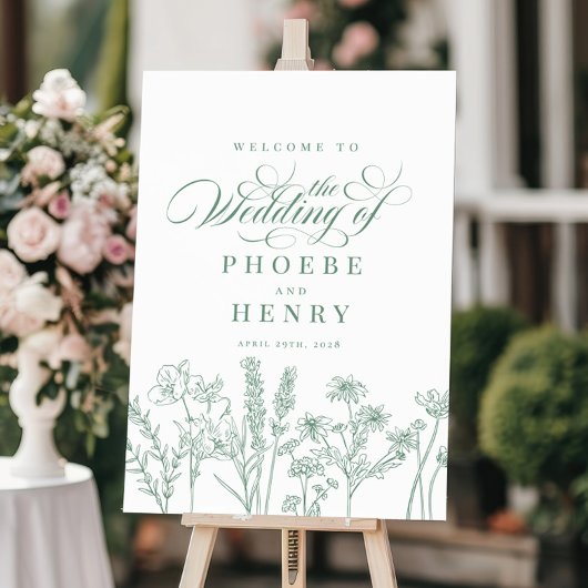 Boho Wildblume Spring Green Wedding Willkommenszei Poster