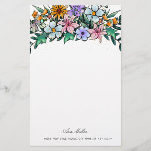 Boho Wildblume Stationäres Papier mit Blumenmust