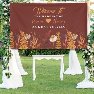 Boho Wildblume Terracotta Herbstliche Hochzeit im Banner