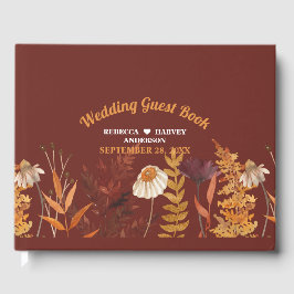 Boho Wildblume Terracotta Herbstliche Hochzeit im Gästebuch