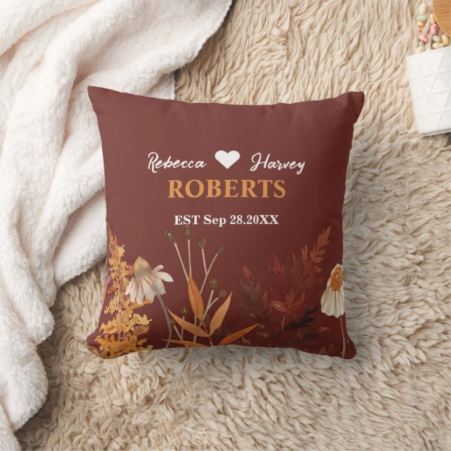 Boho Wildblume Terracotta Herbstliche Hochzeit im  Kissen (Decke)